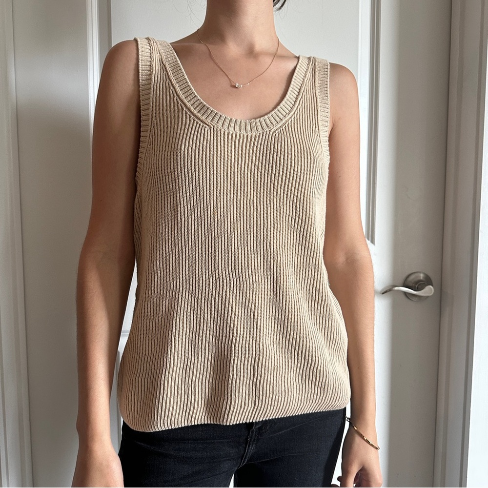 & Other Stories Beige Ribbed Knit Tank Top